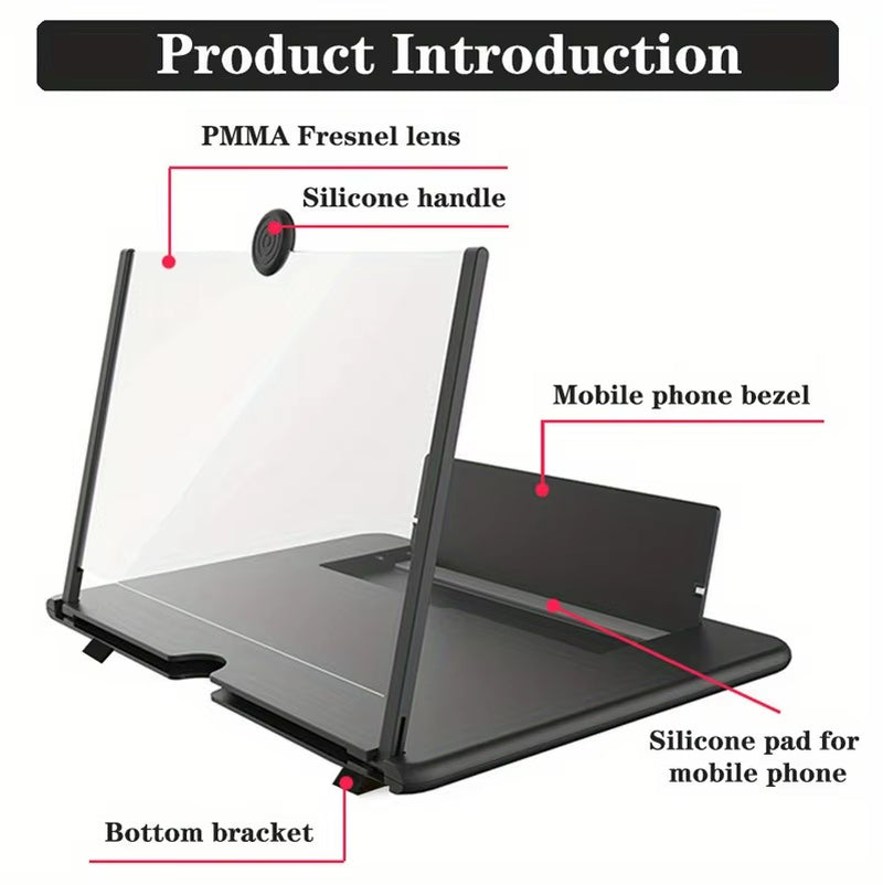 Universal 10/12 Inch HD Mobile Phone Screen Amplifier Anti-Blue Light Eye Protection Phone Magnifying Glass for Video Game Movie