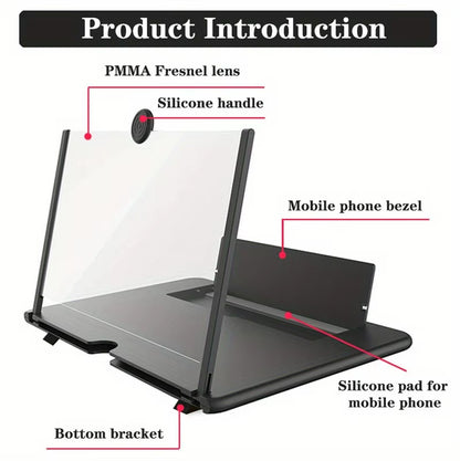 Universal 10/12 Inch HD Mobile Phone Screen Amplifier Anti-Blue Light Eye Protection Phone Magnifying Glass for Video Game Movie